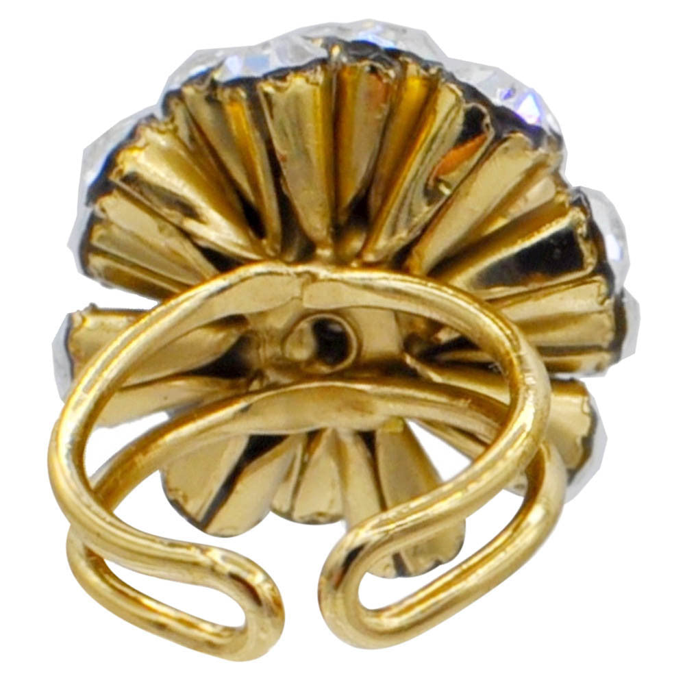 GOLD & QUARTZ RING SEMI-PRECIOUS STONE RING WOMEN'S RING 14 CARAT GOLD VENITIAN JEWEL FLOWER ADJUSTABLE RING - MY LITTLE VENDOME