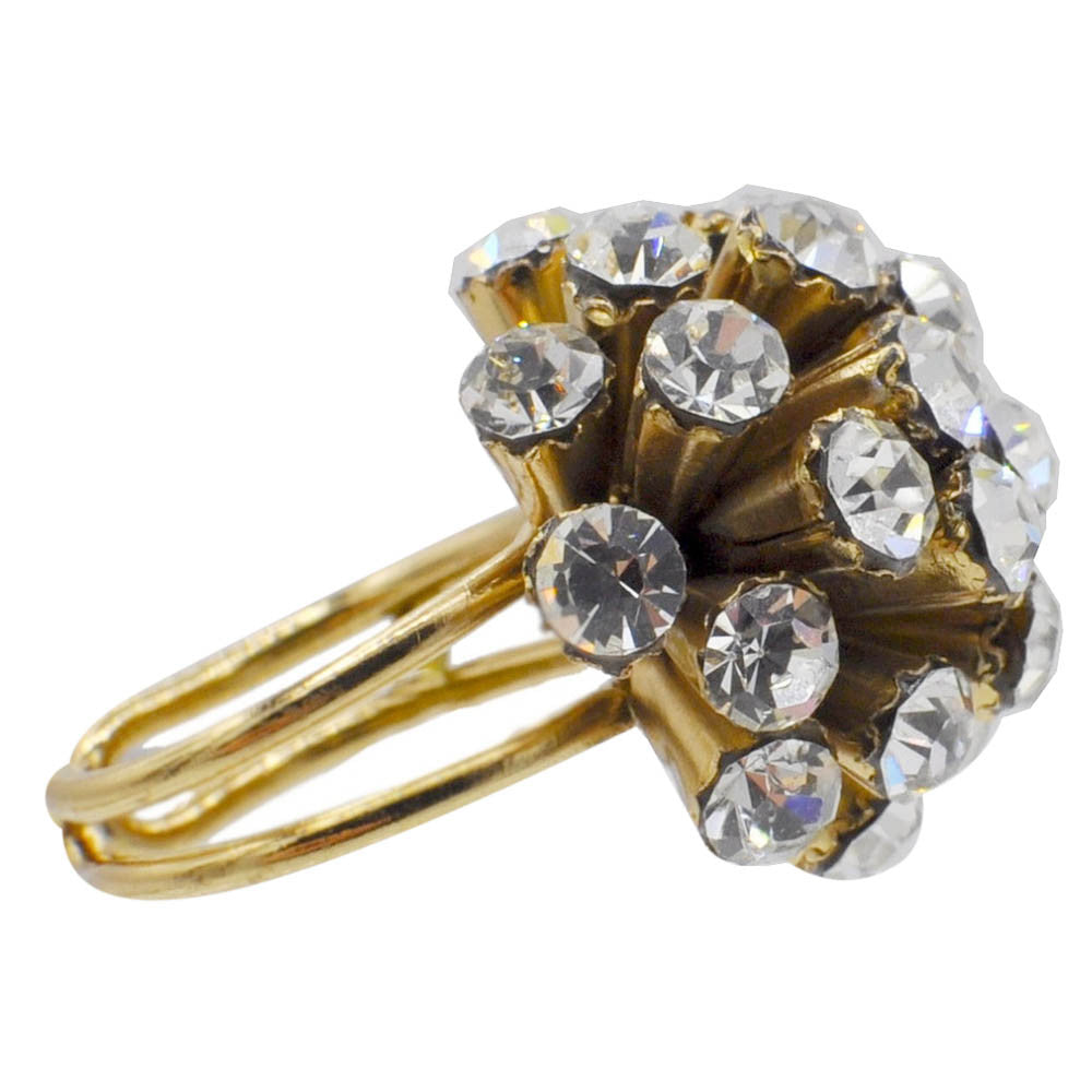 GOLD & QUARTZ RING SEMI-PRECIOUS STONE RING WOMEN'S RING 14 CARAT GOLD VENITIAN JEWEL FLOWER ADJUSTABLE RING - MY LITTLE VENDOME
