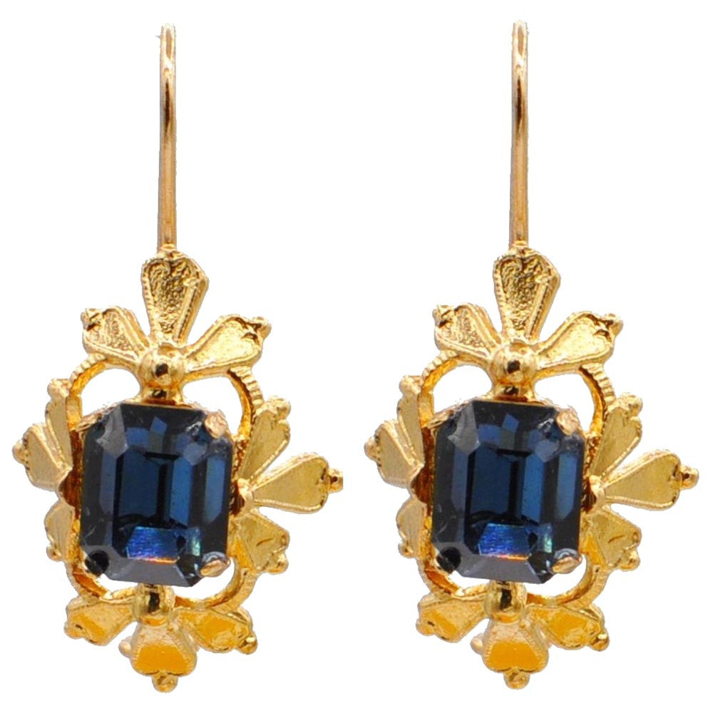 14K VENETIAN GOLD &AMP; BLUE QUARTZ EARRING - MY LITTLE VENDOME