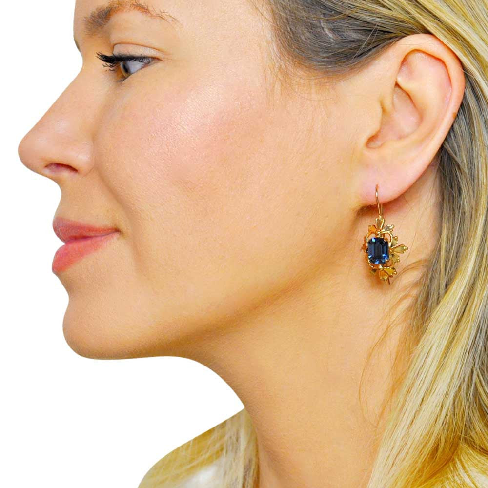 14K VENETIAN GOLD & BLUE QUARTZ EARRING - MY LITTLE VENDOME