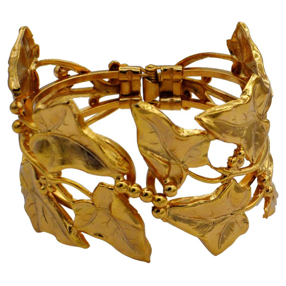 BRACELET MANCHETTE DORE EN OR VENITIEN - FEUILLE - MY LITTLE VENDOME