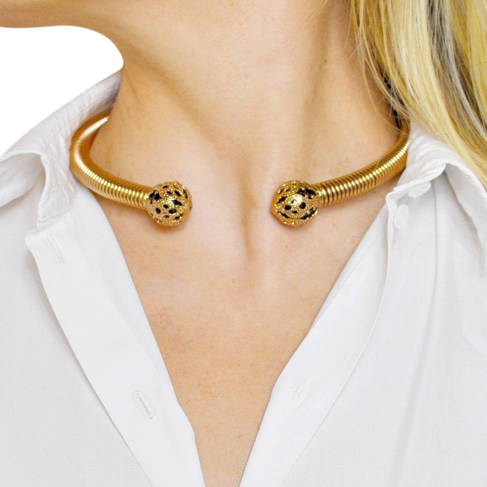 WOMEN'S CHOKER VENITIAN GOLD & ONYX NECKLACE - MY LITTLE VENDOME