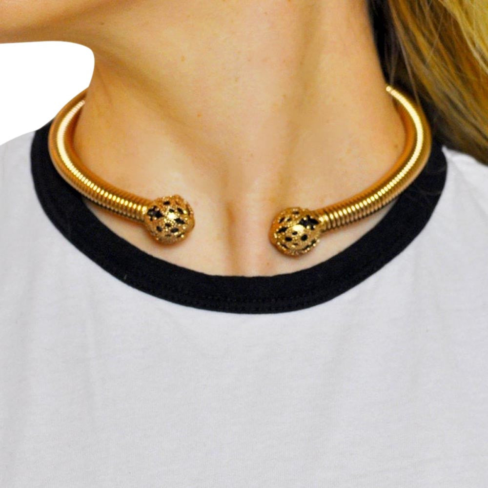 WOMEN'S CHOKER VENITIAN GOLD & ONYX NECKLACE - MY LITTLE VENDOME