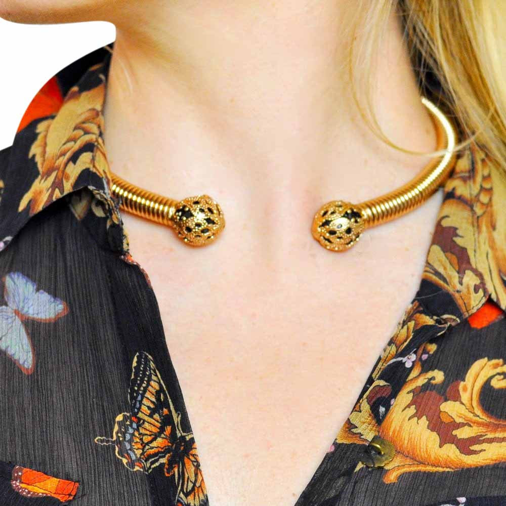 WOMEN'S CHOKER VENITIAN GOLD & ONYX NECKLACE - MY LITTLE VENDOME