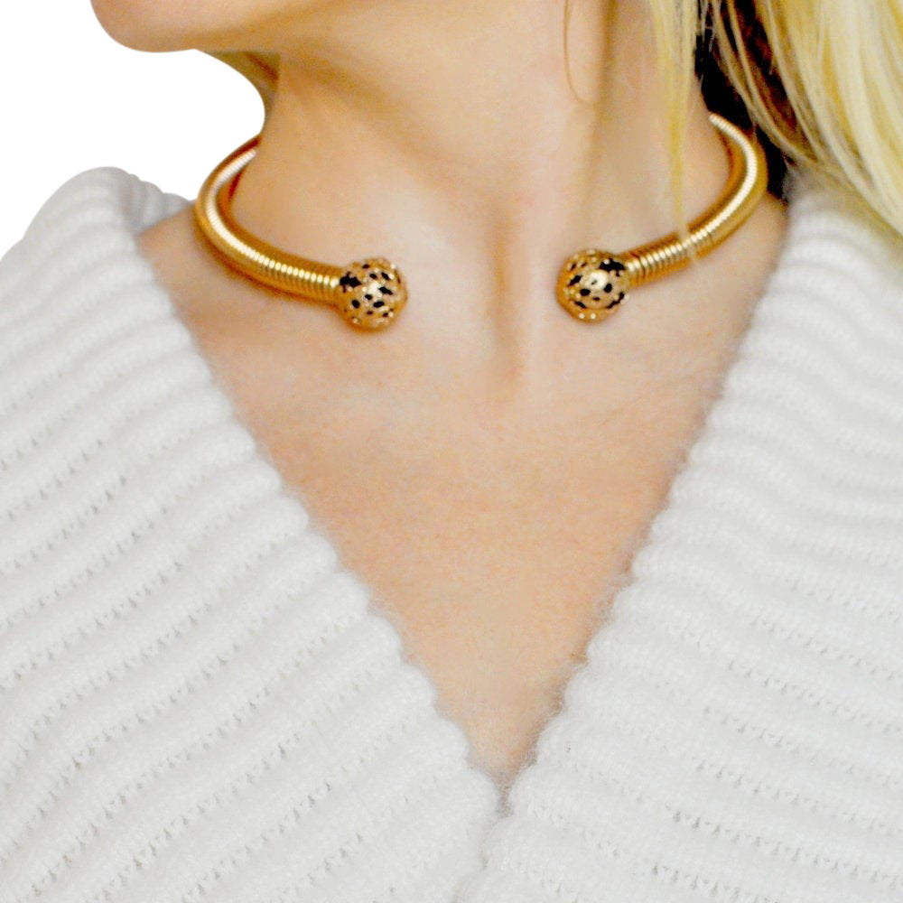 WOMEN'S CHOKER VENITIAN GOLD & ONYX NECKLACE - MY LITTLE VENDOME