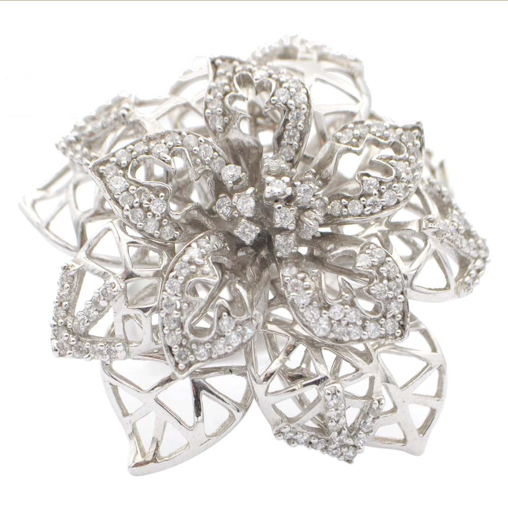 BAGUE COCKTAIL FLEUR - VINTAGE CRISTAL DE ROCHE & ARGENT 925 - MY LITTLE VENDOME