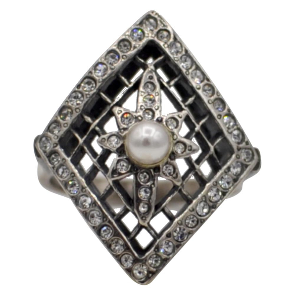 BAGUE ETOILE ART DECO EN ARGENT 925 & PERLES NATURELLE - MY LITTLE VENDOME
