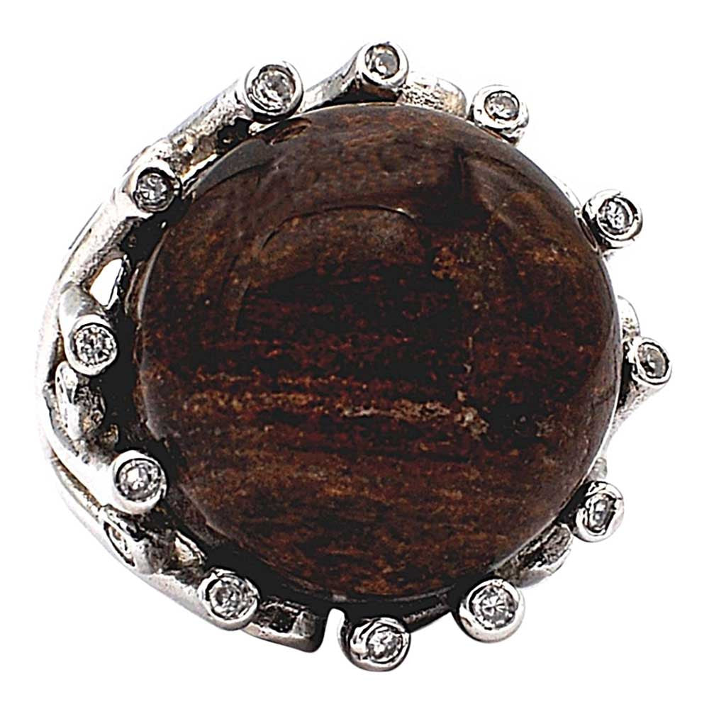 BAGUE OEIL DE TIGRE ROUGE MONTURE ARGENT - MY LITTLE VENDOME