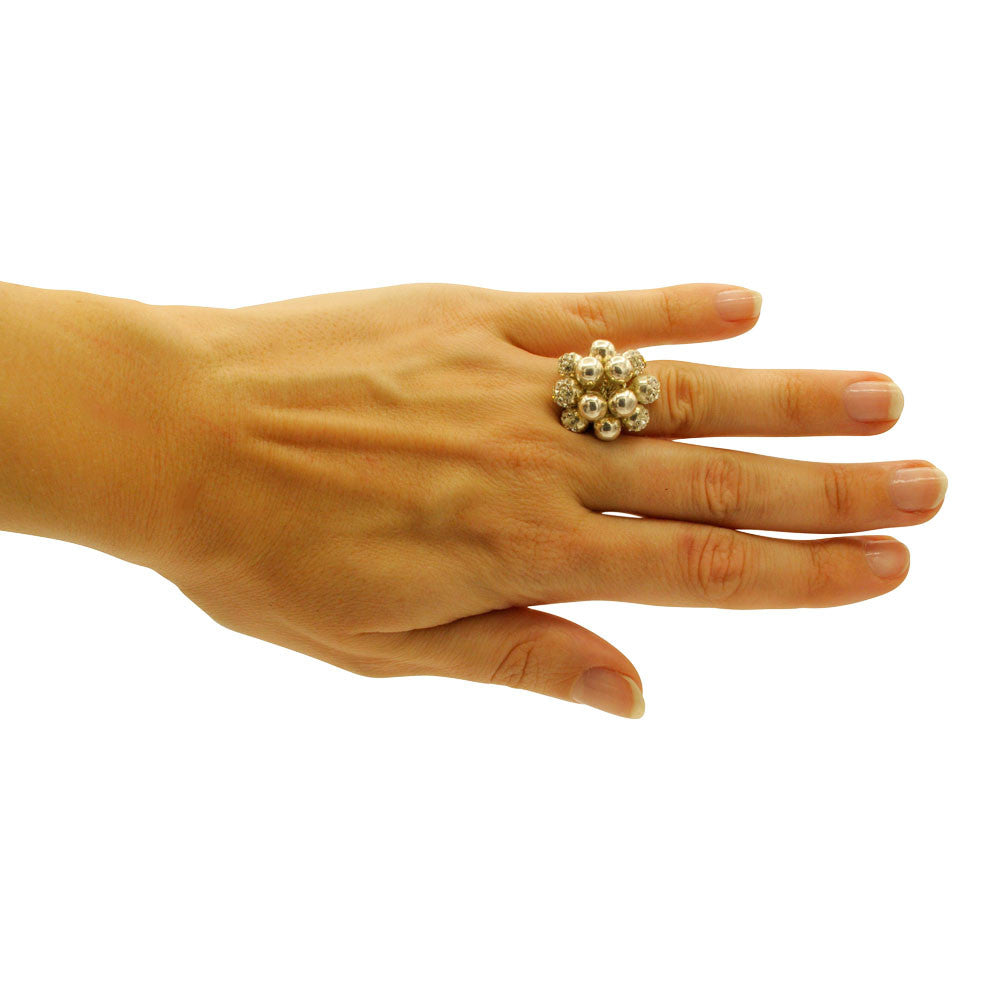 BAGUE VINTAGE BOULES EN ARGENT 925 ET PIERRES SEMI-PRÉCIEUSES - MY LITTLE VENDOME