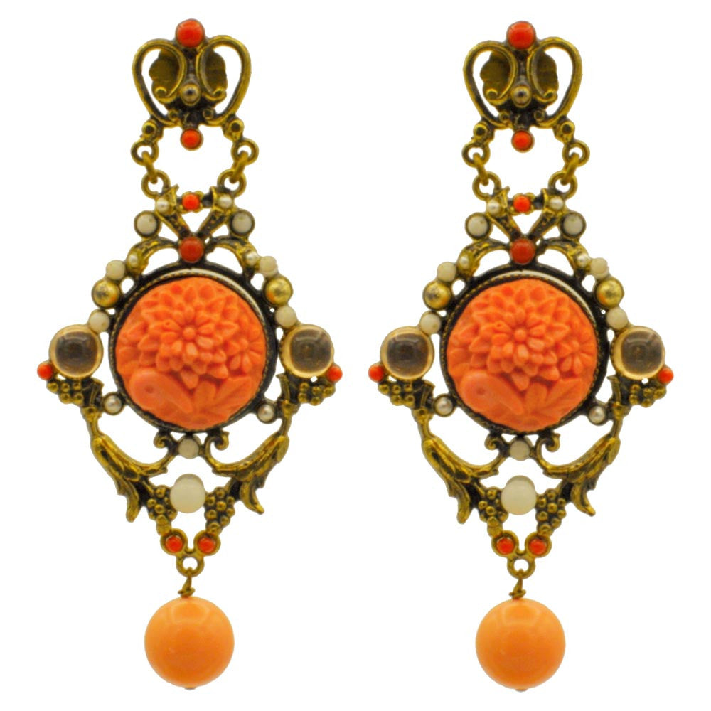 BOUCLES D'OREILLES VINTAGE, BAKÉLITE, CORAIL ET PIERRES NATURELLES SEMI PRÉCIEUSES - MY LITTLE VENDOME