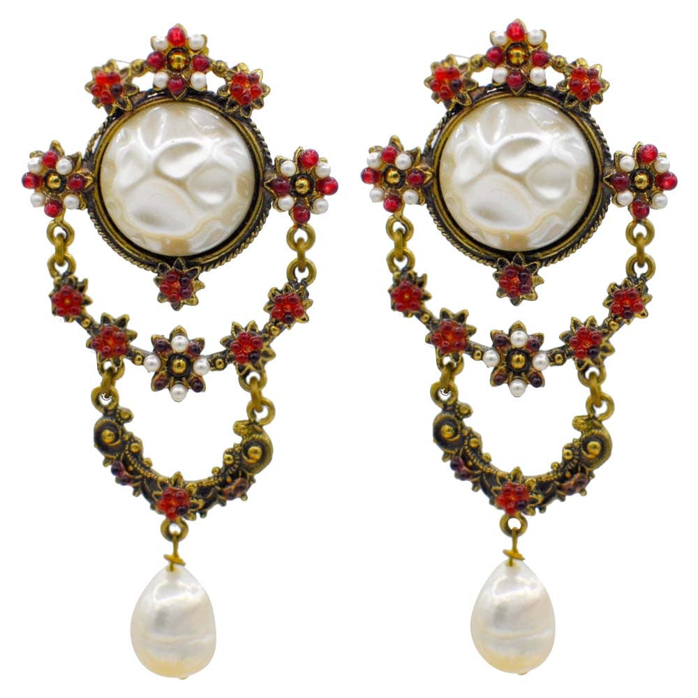 BOUCLES D'OREILLES VINTAGE DE STYLE VICTORIEN EN PERLES NATURELLES BAROQUES ET PIERRES SEMI PRÉCIEUSES - MY LITTLE VENDOME