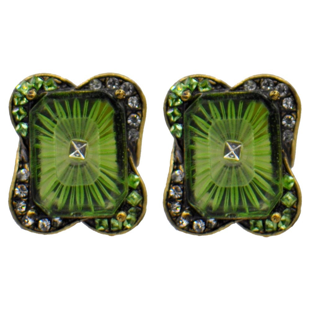 BOUCLES D'OREILLES VINTAGE DE STYLE VICTORIEN, VERRE DE MURANO VERT ET PIERRES NATURELLES SEMI-PRÉCIEUSES - MY LITTLE VENDOME