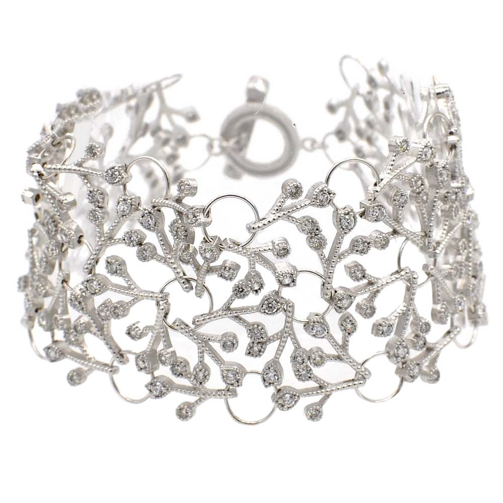 BRACELET CHAINE DENTELLE EN ARGENT 925 & CRISTAL NATUREL - MY LITTLE VENDOME
