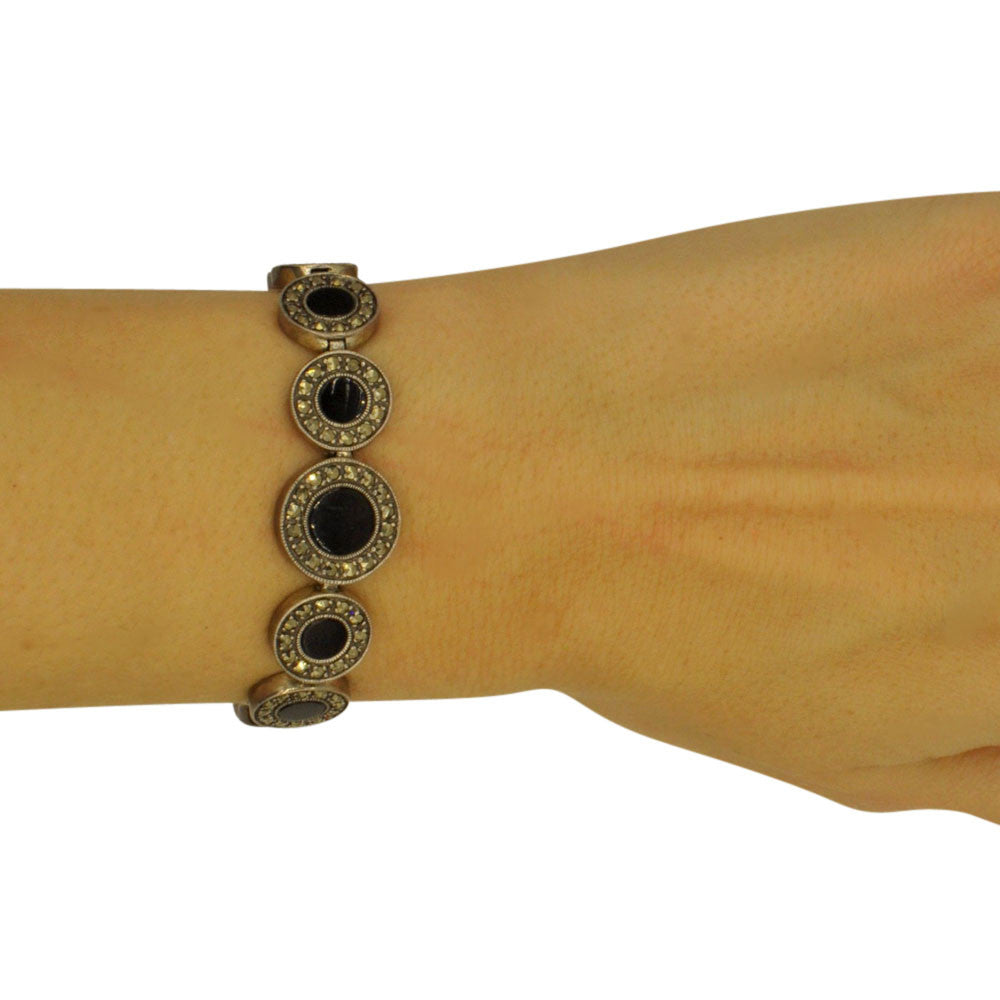 BRACELET CHAINE ONYX ART DÉCO EN ARGENT 925 - MY LITTLE VENDOME