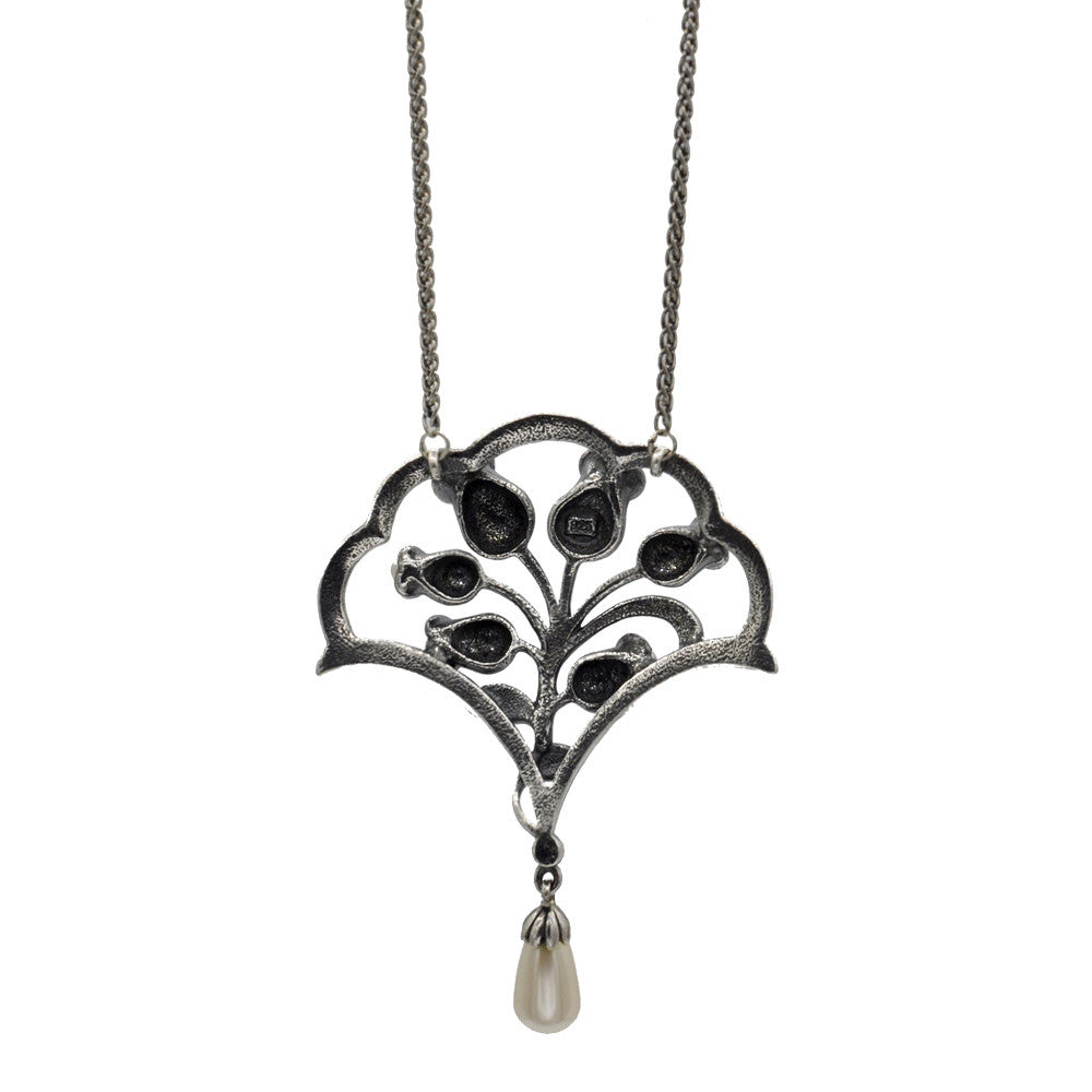 COLLIER  ART DÉCO FLEUR EN ARGENT 925, PERLES NATURELLES ET PIERRES SEMI PRÉCIEUSES - MY LITTLE VENDOME