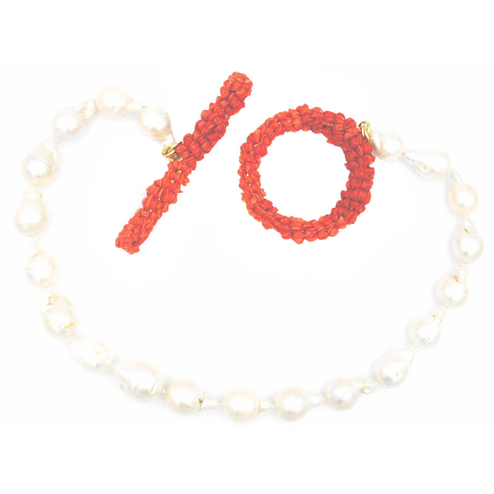 COLLIER DE PERLES BAROQUES & CORAIL ROUGE - MY LITTLE VENDOME