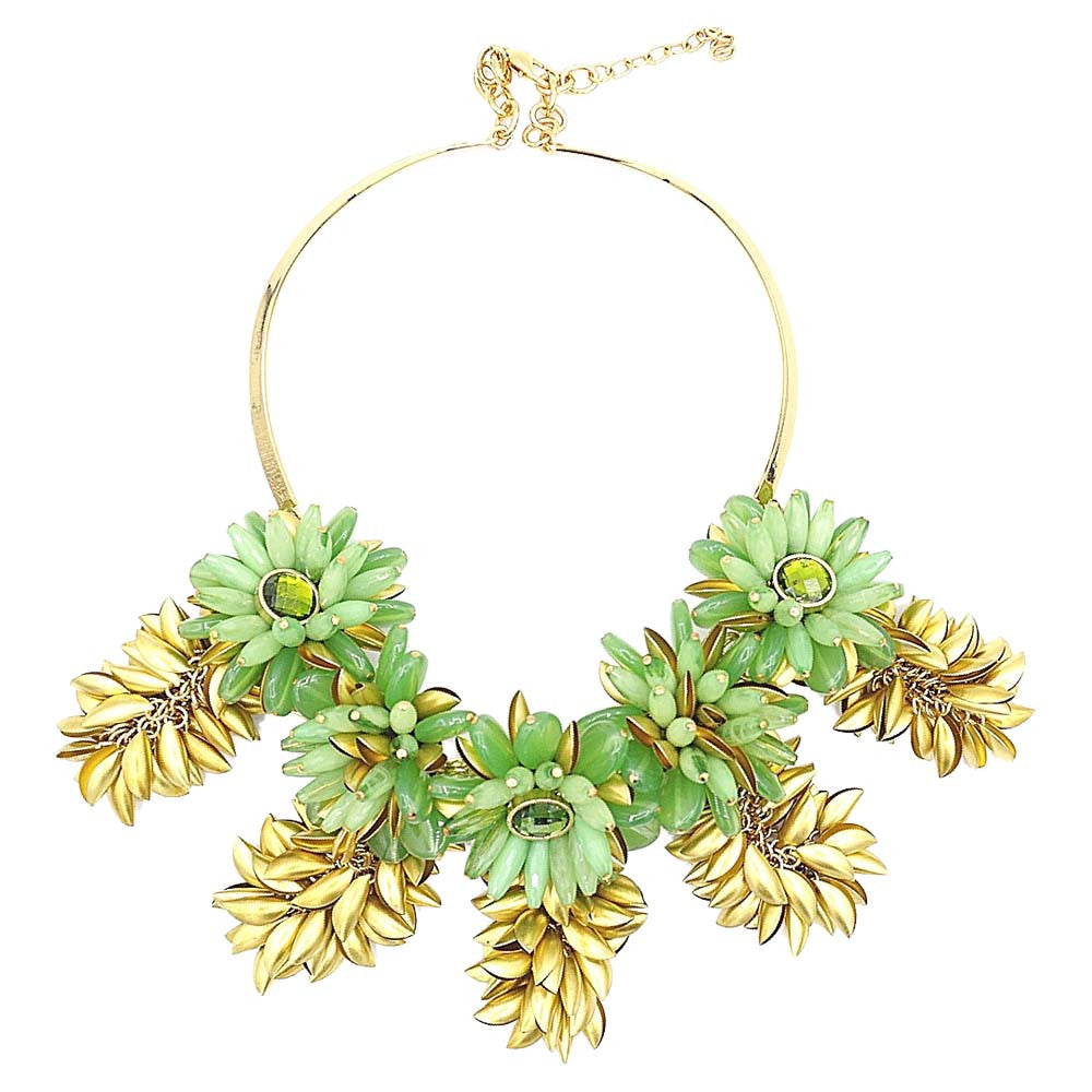 COLLIER FLORAL BAKELITE VERT D'EAU ET FEUILLAGES - MY LITTLE VENDOME