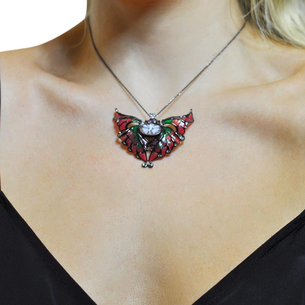 VITRAIL ART NOUVEAU & CAMÉE - PENDENTIF FEMME ARGENT 925 | BIJOUX CAMEE - MY LITTLE VENDOME